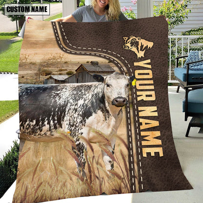 Personalized Name Speckled Park Leather Pattern Blanket, Farm Blanket, Farm Animal Blanket