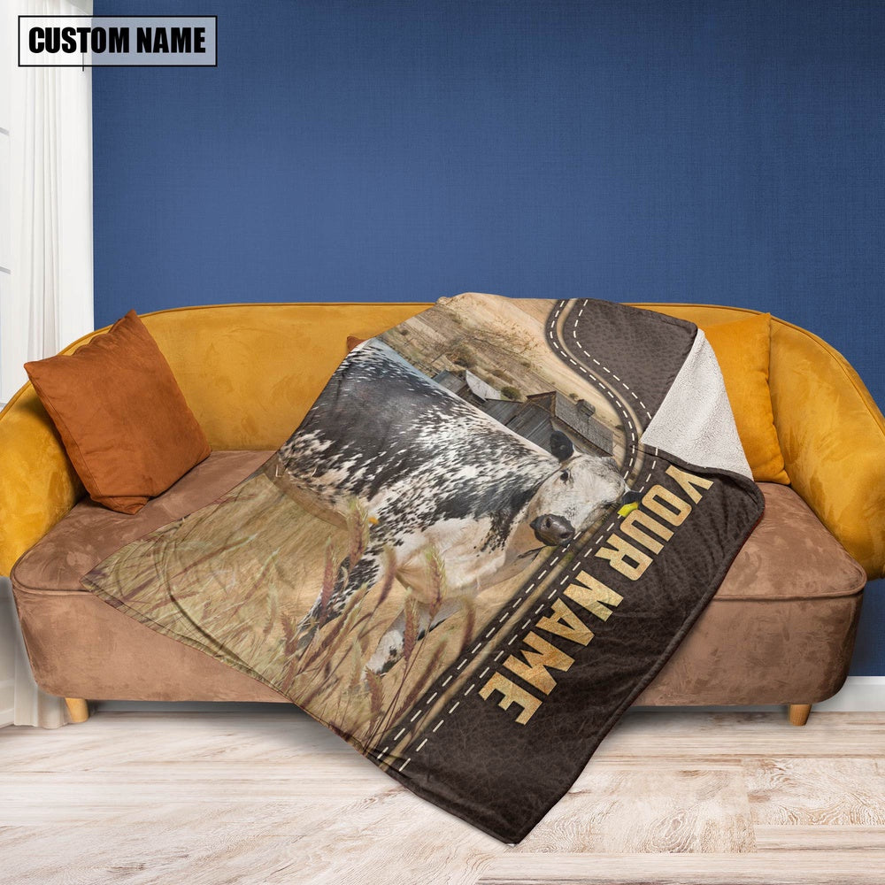 Personalized Name Speckled Park Leather Pattern Blanket, Farm Blanket, Farm Animal Blanket