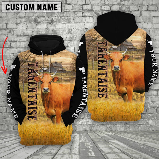 Personalized Name Tarentaise On The Farm All Over Printed 3D Hoodie, Farmer Hoodie, Custom Farm Shirts, Farmer T Shirt