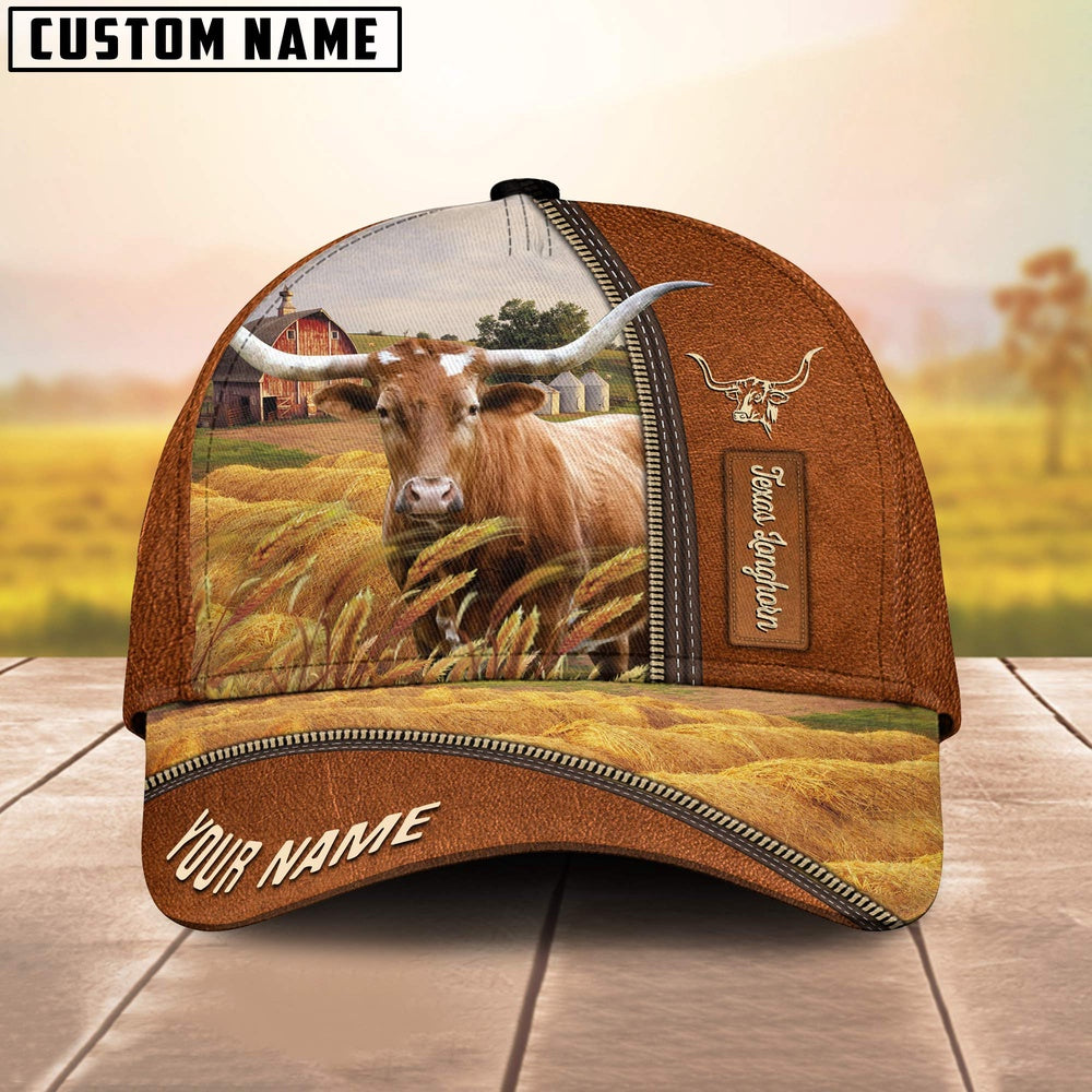 Personalized Name Texas Longhorn Barn Farm Cap, Farmer Cap, Cap For Farmers, Best Farm Hat, Farm Use Hat