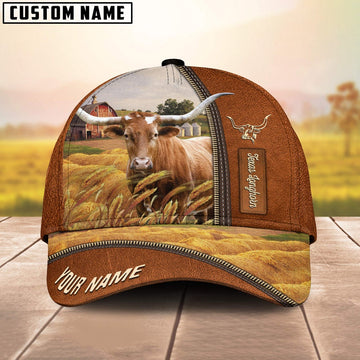 Personalized Name Texas Longhorn Barn Farm Cap, Farmer Cap, Cap For Farmers, Best Farm Hat, Farm Use Hat
