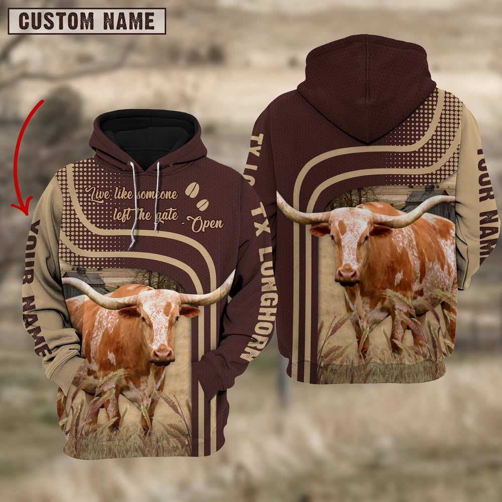 Personalized Name Texas Longhorn Cattle Hoodie TT5, Farmer Hoodie, Custom Farm Shirts, Farmer T Shirt