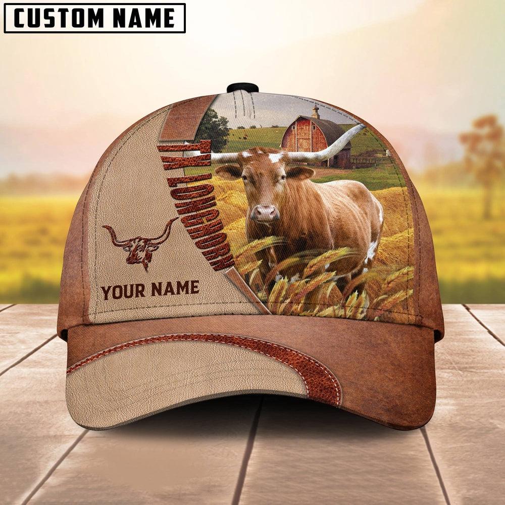 Personalized Name Texas Longhorn Farm Barn Cap, Farmer Cap, Cap For Farmers, Best Farm Hat, Farm Use Hat