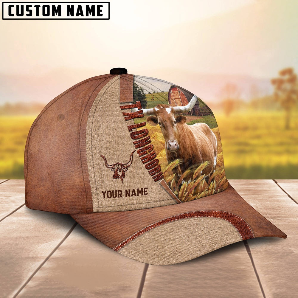 Personalized Name Texas Longhorn Farm Barn Cap, Farmer Cap, Cap For Farmers, Best Farm Hat, Farm Use Hat
