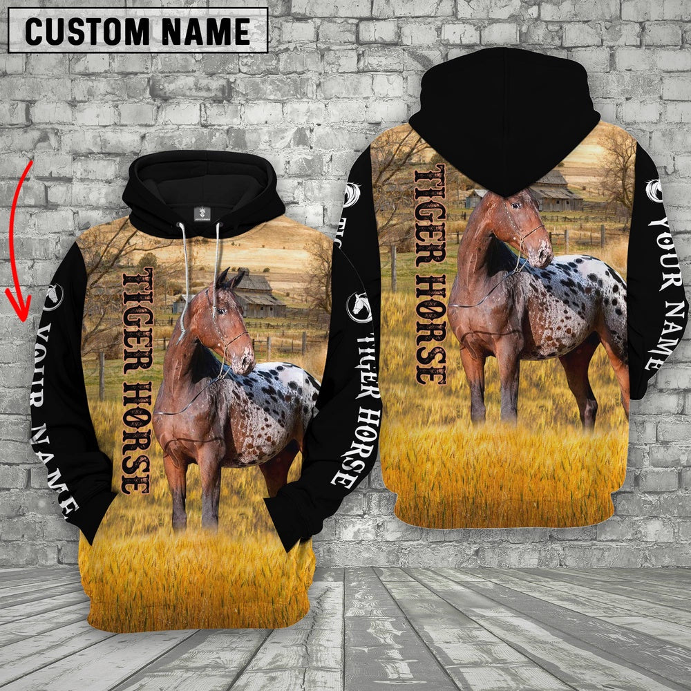 Personalized Name Tiger Horse House On The Farm 3D Hoodie, Farmer Hoodie, Custom Farm Shirts, Farmer T Shirt
