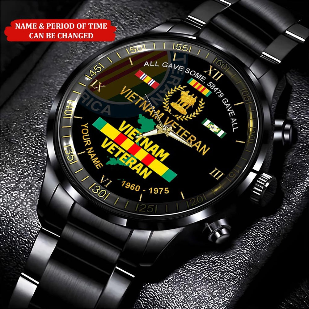 Personalized Name Time All Gave Some 58479 Gave All Vietnam Veteran Business Watch, Military Watch, Military Watches For Men, Fathers Watches