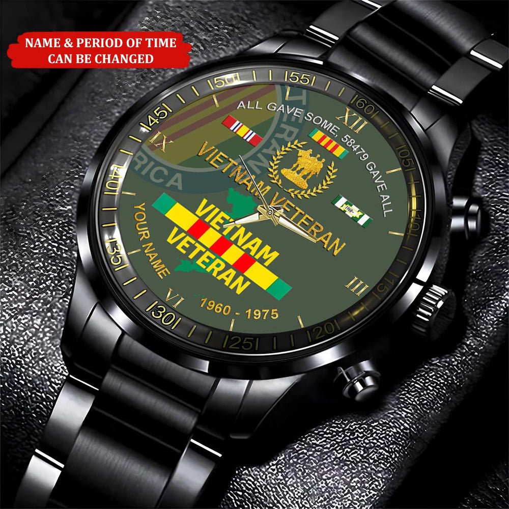 Personalized Name Time All Gave Some 58479 Gave All Vietnam Veteran Business Watch, Military Watch, Military Watches For Men, Fathers Watches