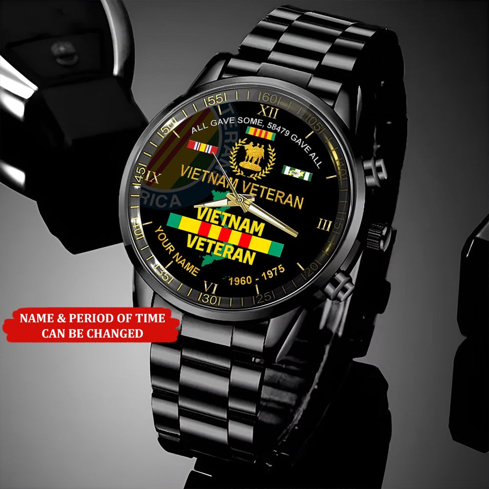 Personalized Name Time All Gave Some 58479 Gave All Vietnam Veteran Business Watch, Military Watch, Military Watches For Men, Fathers Watches