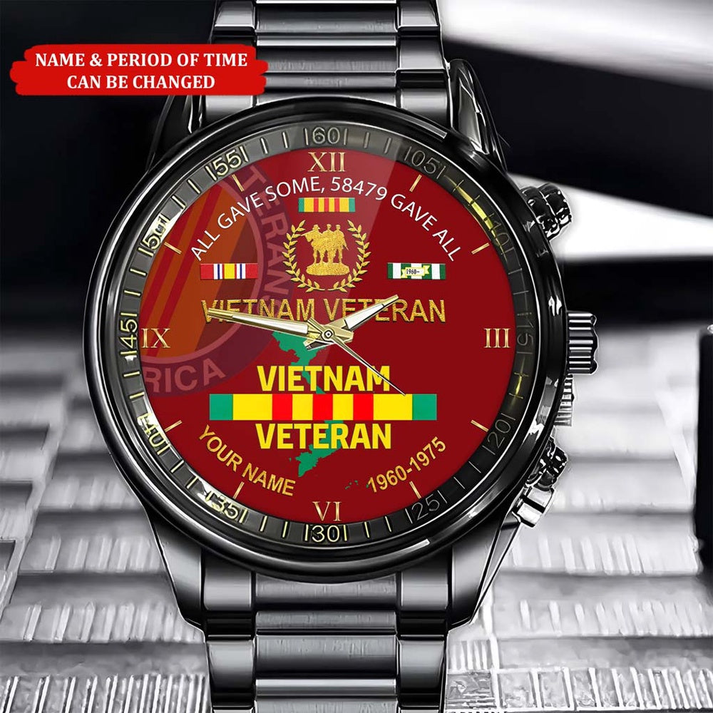 Personalized Name Time All Gave Some 58479 Vietnam Veteran Business Watch, Military Watch, Military Watches For Men, Fathers Watches