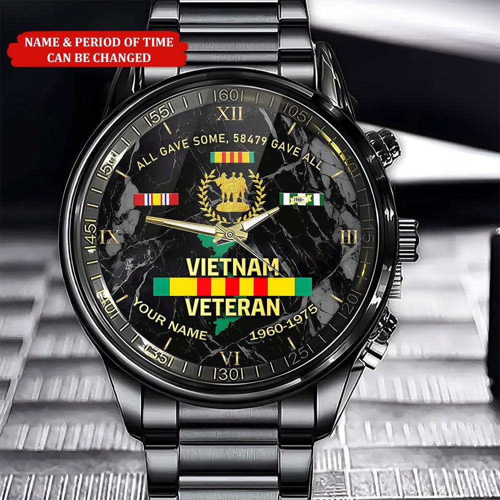 Personalized Name Time All Gave Some Gave All Vietnam Veteran Watch, Military Watch, Military Watches For Men, Fathers Watches