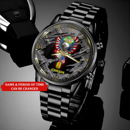Personalized Name Time Eagle America Vietnam Veteran Business Watch, Military Watch, Military Watches For Men, Fathers Watches