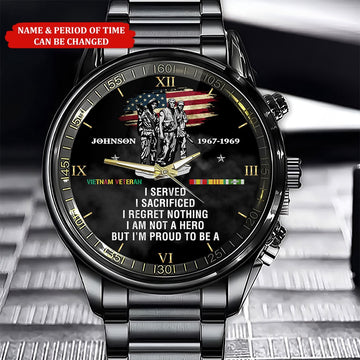 Personalized Name Time I Am Not A Hero But I'm Proud To Be A Vietnam Veteran Business Watch, Military Watch, Military Watches For Men, Fathers Watches