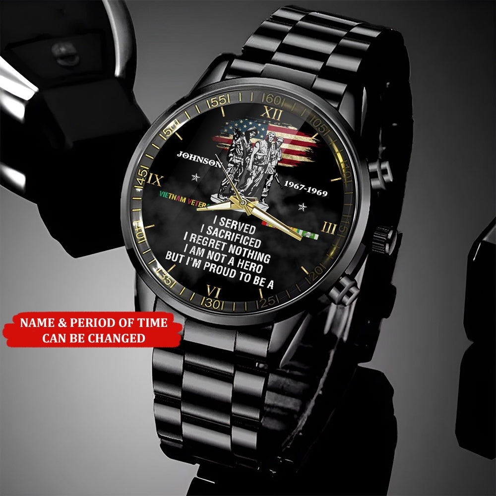 Personalized Name Time I Am Not A Hero But I'm Proud To Be A Vietnam Veteran Business Watch, Military Watch, Military Watches For Men, Fathers Watches