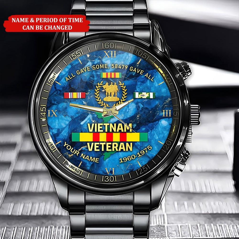 Personalized Name Time Navy Vietnam Veteran Watch, Military Watch, Military Watches For Men, Fathers Watches