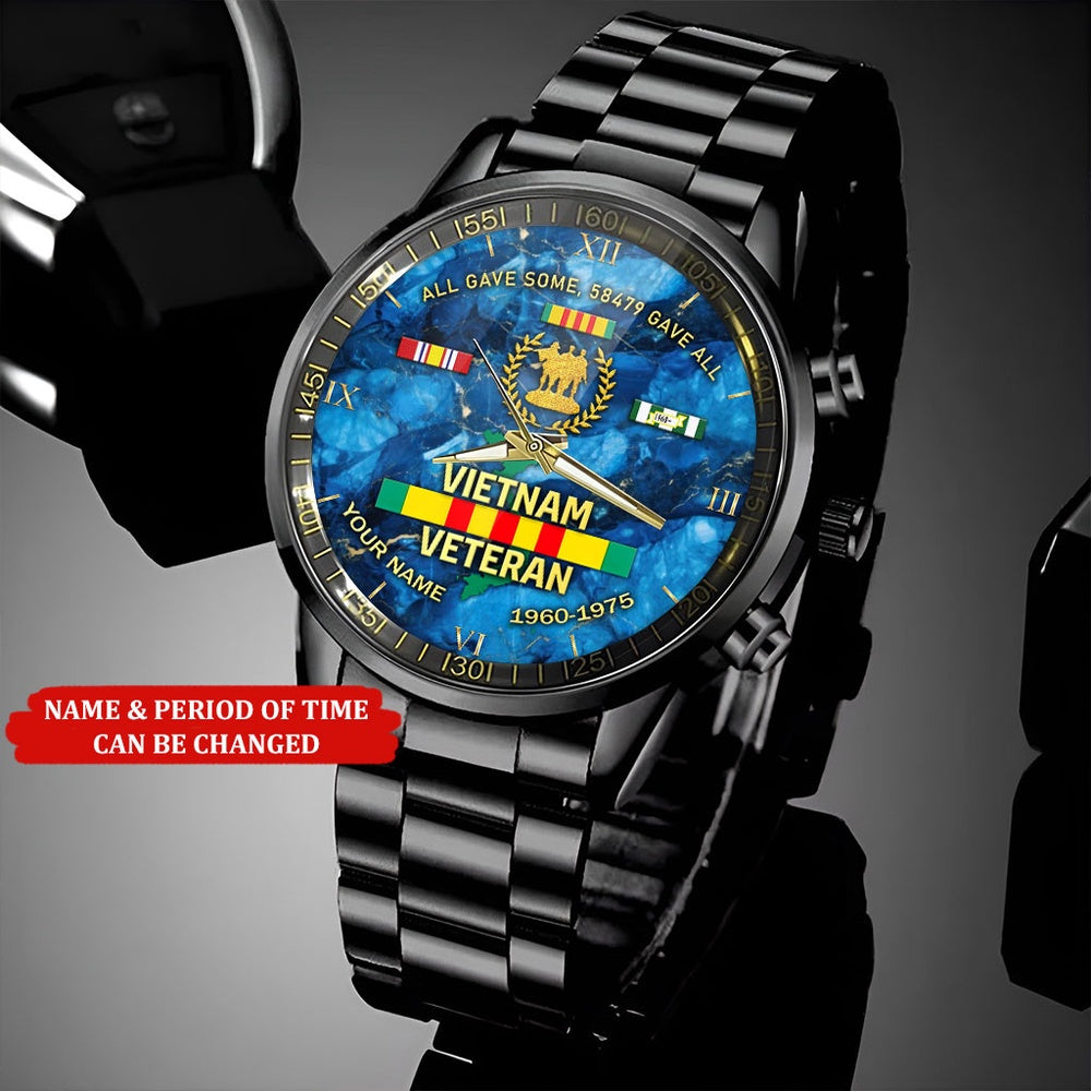 Personalized Name Time Navy Vietnam Veteran Watch, Military Watch, Military Watches For Men, Fathers Watches