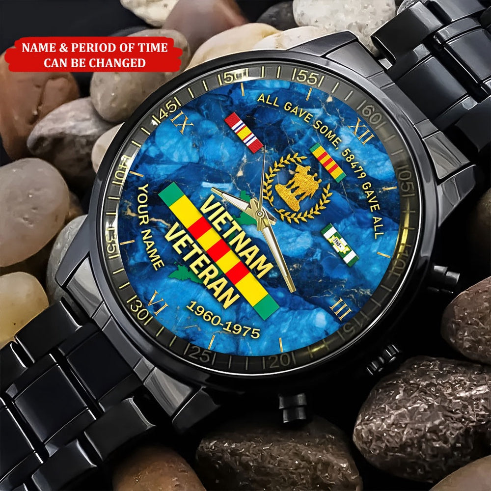 Personalized Name Time Navy Vietnam Veteran Watch, Military Watch, Military Watches For Men, Fathers Watches