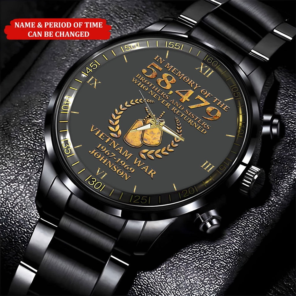 Personalized Name Time Vietnam War Veteran Business Watch, Military Watch, Military Watches For Men, Fathers Watches