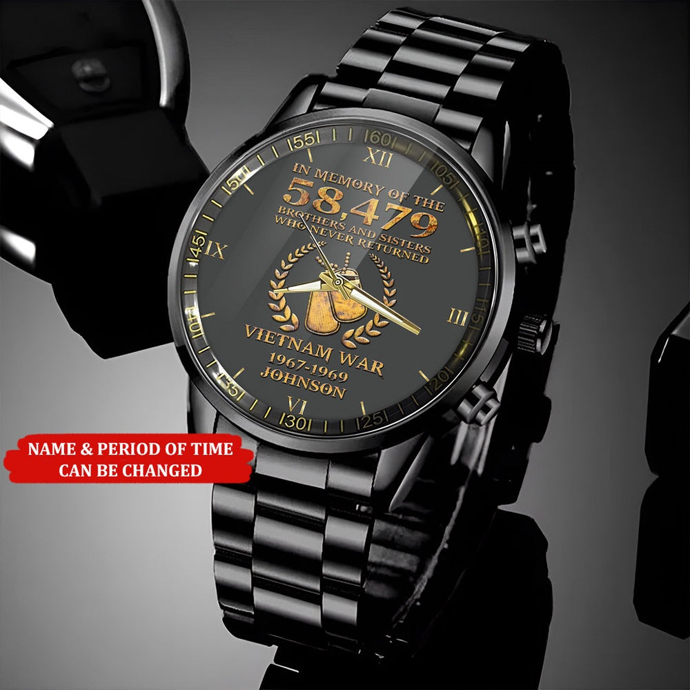 Personalized Name Time Vietnam War Veteran Business Watch, Military Watch, Military Watches For Men, Fathers Watches