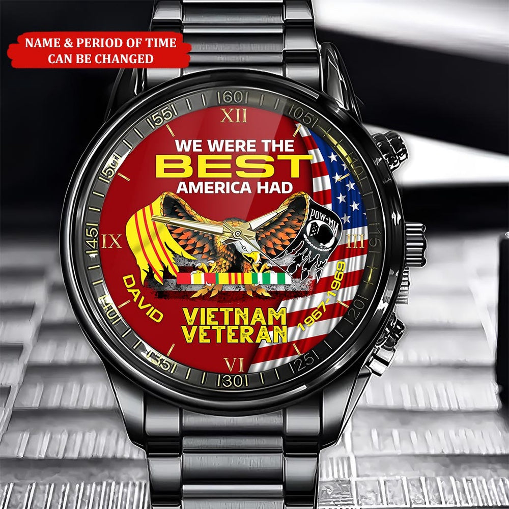 Personalized Name Time We Were The Best America Had Vietnam Veteran Business Watch, Military Watch, Military Watches For Men, Fathers Watches