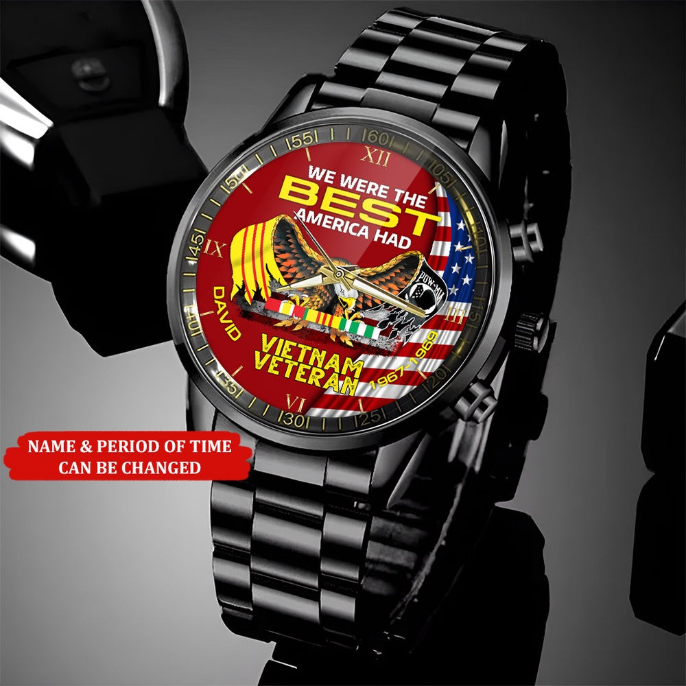 Personalized Name Time We Were The Best America Had Vietnam Veteran Business Watch, Military Watch, Military Watches For Men, Fathers Watches