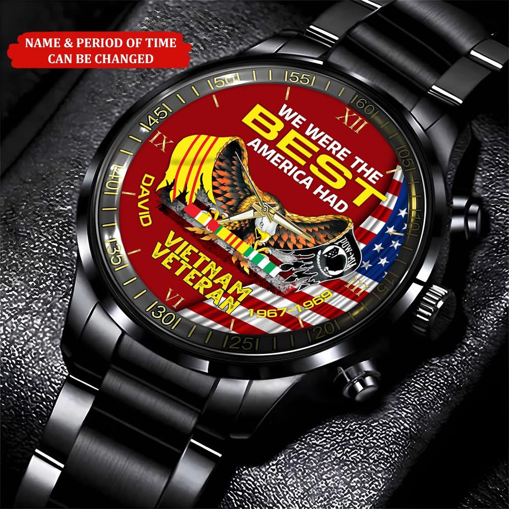Personalized Name Time We Were The Best America Had Vietnam Veteran Business Watch, Military Watch, Military Watches For Men, Fathers Watches