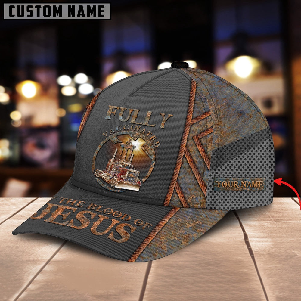 Personalized Name Vaccinated By Blood Of Jesus Red Trucker Classic Cap 2024, Farmer Cap, Cap For Farmers, Best Farm Hat, Farm Use Hat
