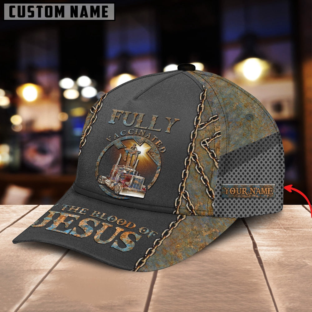 Personalized Name Vaccinated By Blood Of Jesus Yellow Trucker Classic Cap 2024, Farmer Cap, Cap For Farmers, Best Farm Hat, Farm Use Hat
