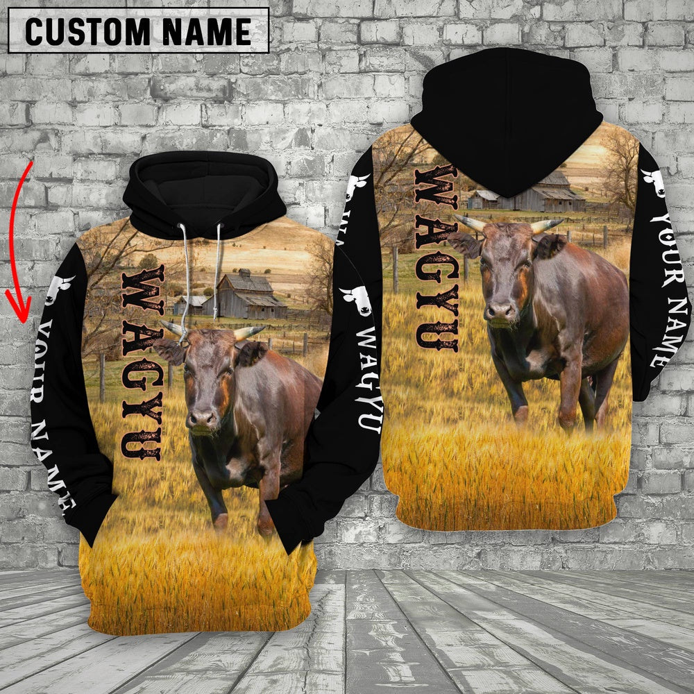 Personalized Name Wagyu On The Farm 3D Hoodie, Farmer Hoodie, Custom Farm Shirts, Farmer T Shirt