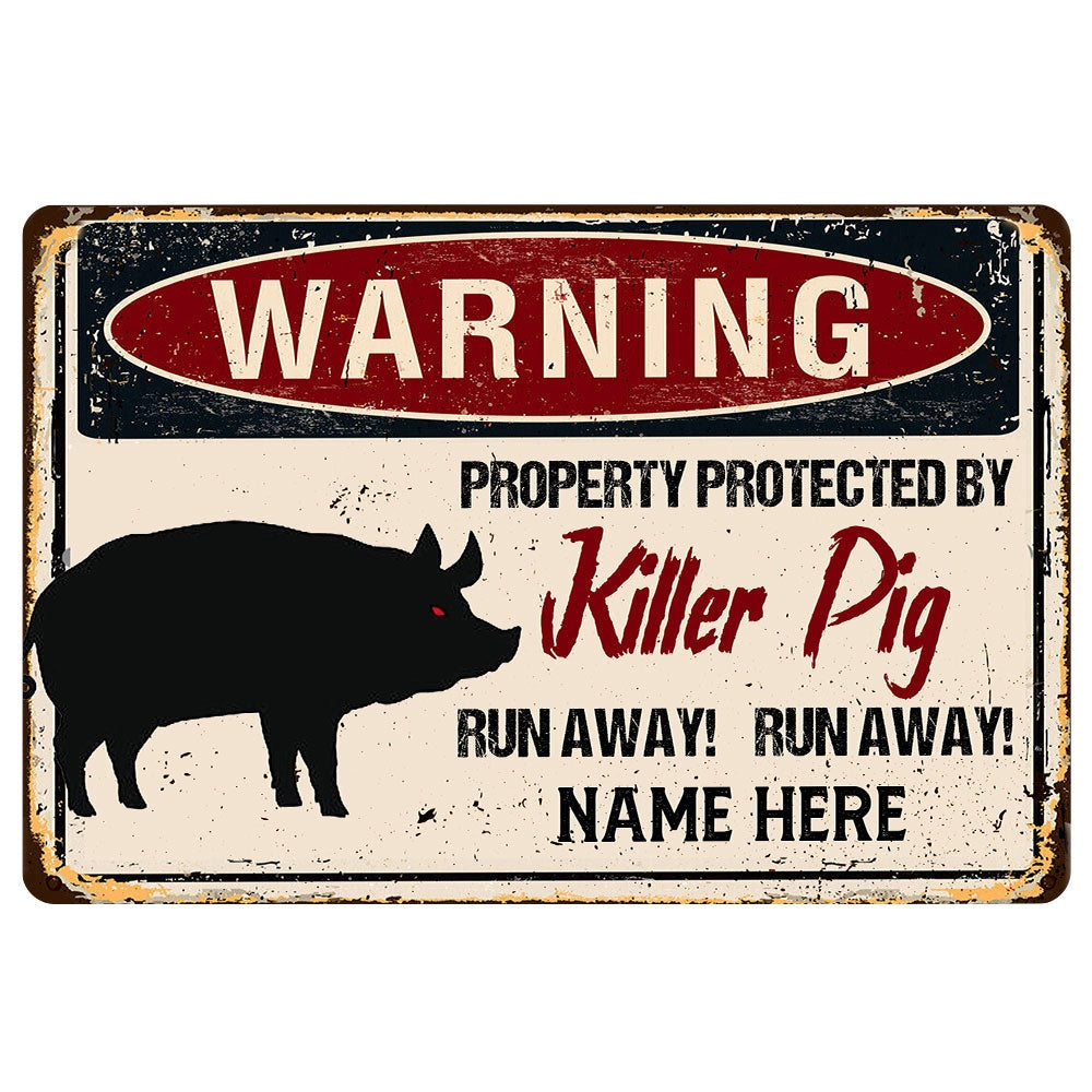 Personalized Pig Welcome Doormat, warning pig farm animal halloween funny Welcome Doormat, Custom Name Pets Home Decor Door Mat