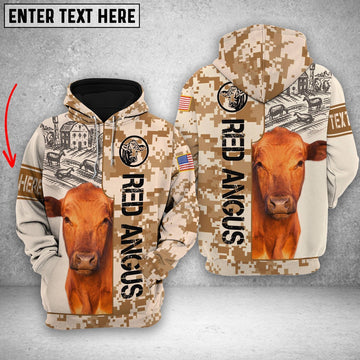 Personalized Red Angus Brown Camo All Printed 3D Shirt, Farmer Hoodie, Custom Farm Shirts, Farmer T Shirt