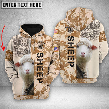 Personalized Sheep Brown Camo All Printed 3D Shirt, Farmer Hoodie, Custom Farm Shirts, Farmer T Shirt