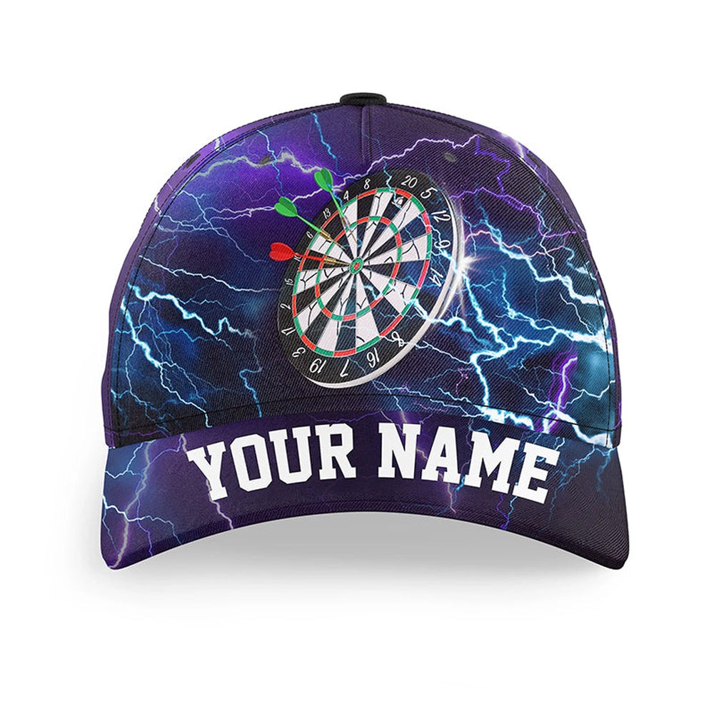 Personalized Thunder Lightning Purple Baseball Darts Cap Custom Darts Hat For Team Players, Darts Team Cap Hats