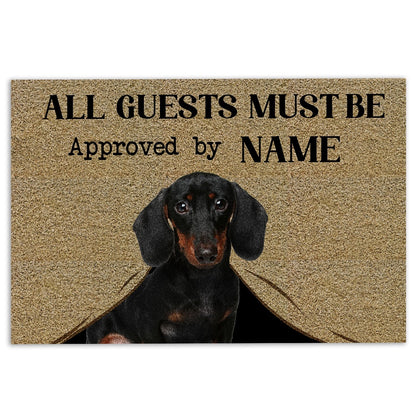 Personalized Welcome Doormat, All Guests Must Be Approved By Dog Welcome Doormat, Custom Name Pets Home Decor Door Mat