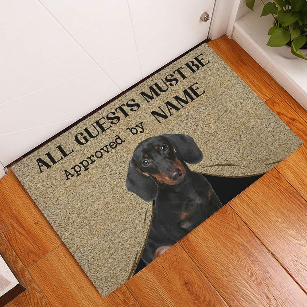 Personalized Welcome Doormat, All Guests Must Be Approved By Dog Welcome Doormat, Custom Name Pets Home Decor Door Mat