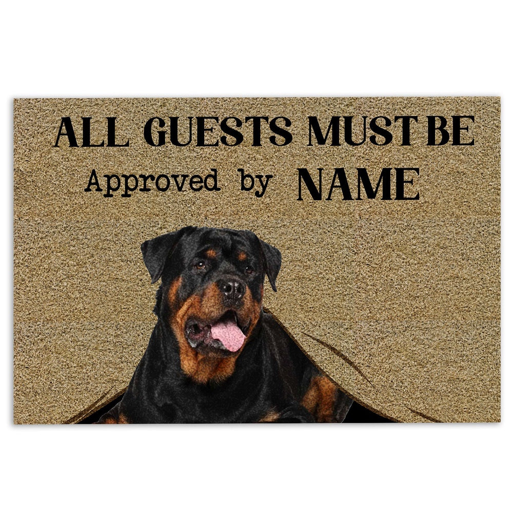 Personalized Welcome Doormat, All Guests Must Be Approved By Our Dog Welcome Doormat, Custom Name Pets Home Decor Door Mat