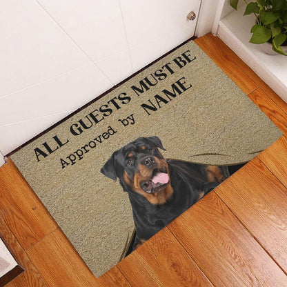 Personalized Welcome Doormat, All Guests Must Be Approved By Our Dog Welcome Doormat, Custom Name Pets Home Decor Door Mat