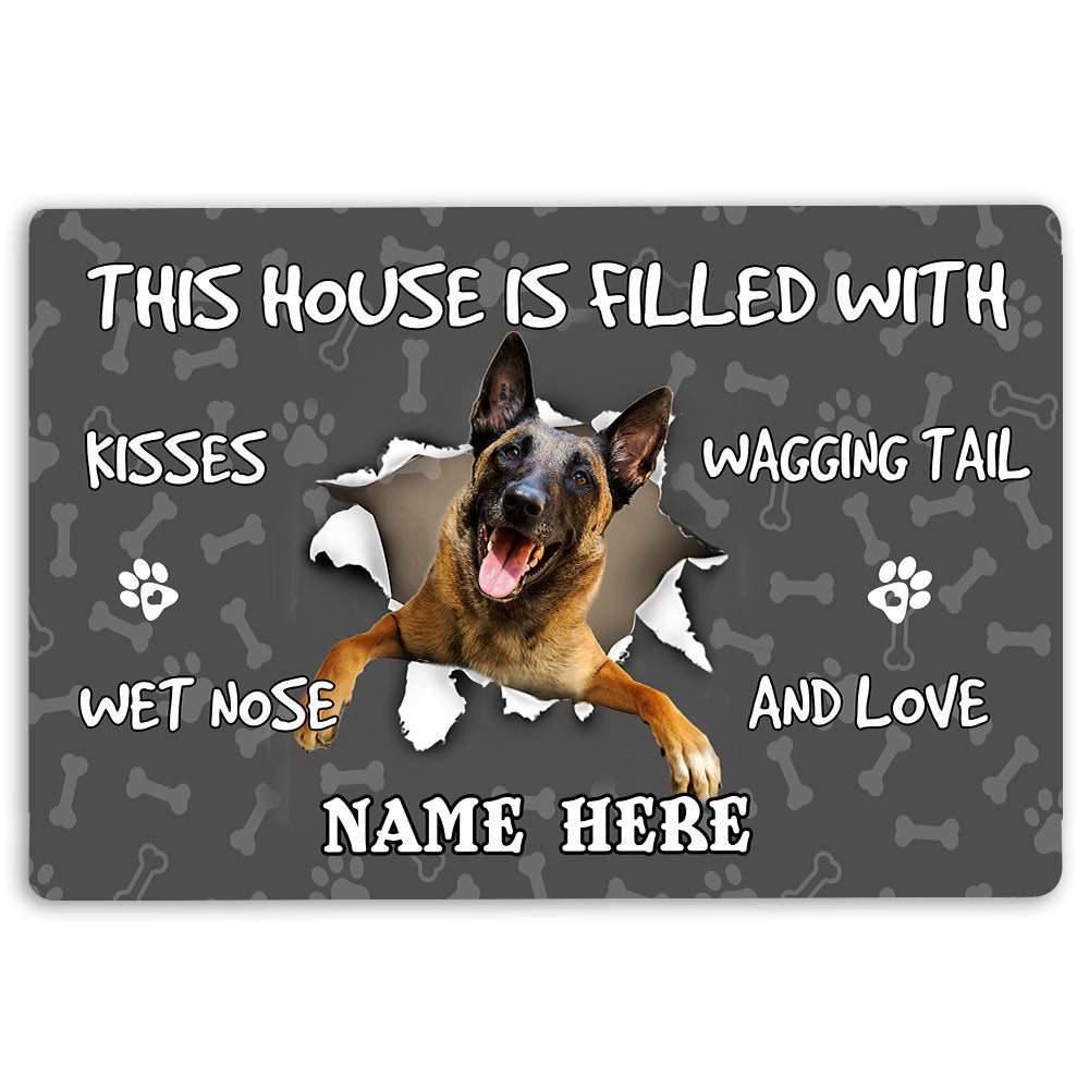 Personalized Welcome Doormat, Belgian Shepherd dog pet lover pawprint Welcome Doormat, Custom Name Pets Home Decor Door Mat