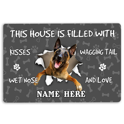Personalized Welcome Doormat, Belgian Shepherd dog pet lover pawprint Welcome Doormat, Custom Name Pets Home Decor Door Mat