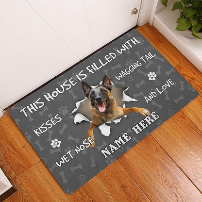 Personalized Welcome Doormat, Belgian Shepherd dog pet lover pawprint Welcome Doormat, Custom Name Pets Home Decor Door Mat