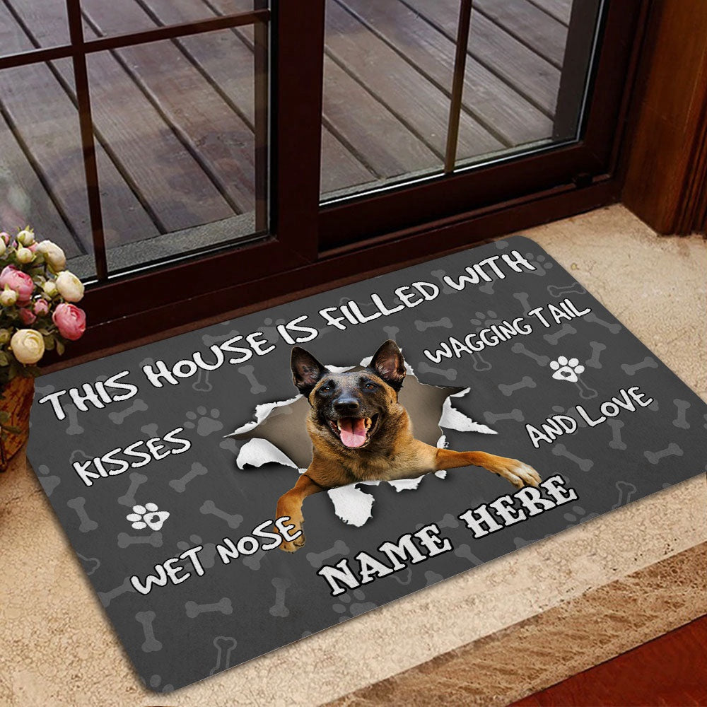 Personalized Welcome Doormat, Belgian Shepherd dog pet lover pawprint Welcome Doormat, Custom Name Pets Home Decor Door Mat