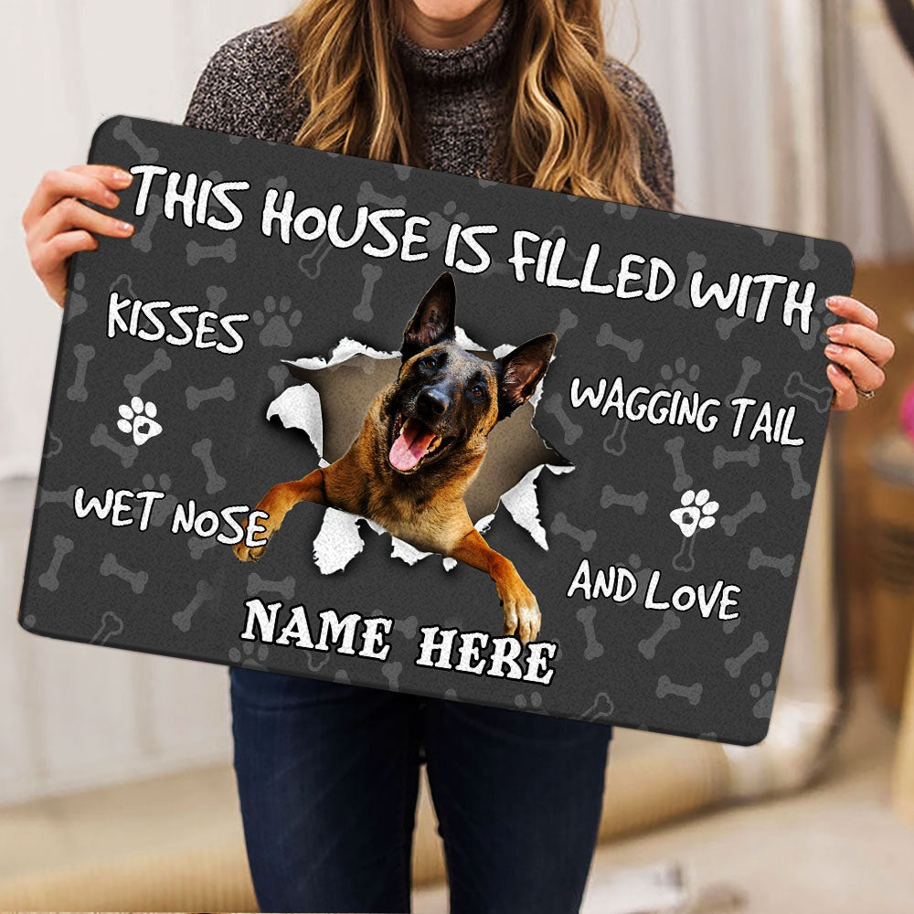 Personalized Welcome Doormat, Belgian Shepherd dog pet lover pawprint Welcome Doormat, Custom Name Pets Home Decor Door Mat