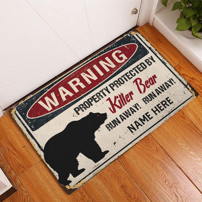 Personalized Welcome Doormat, bear wild animal halloween funny Welcome Doormat, Custom Name Pets Home Decor Door Mat