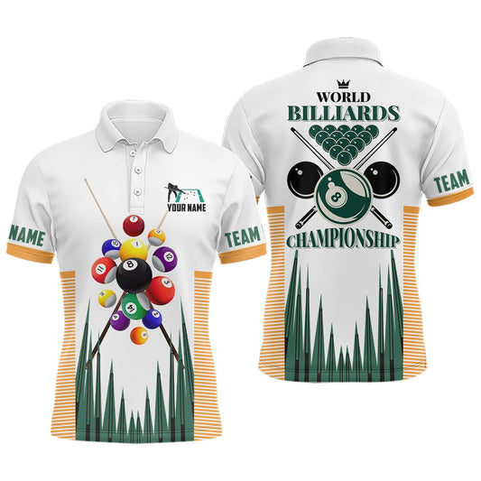 Personalized World Billiards Championship 3D Polo Shirts, Best Custom Billiard Shirts, Billiard Team Polo Shirts