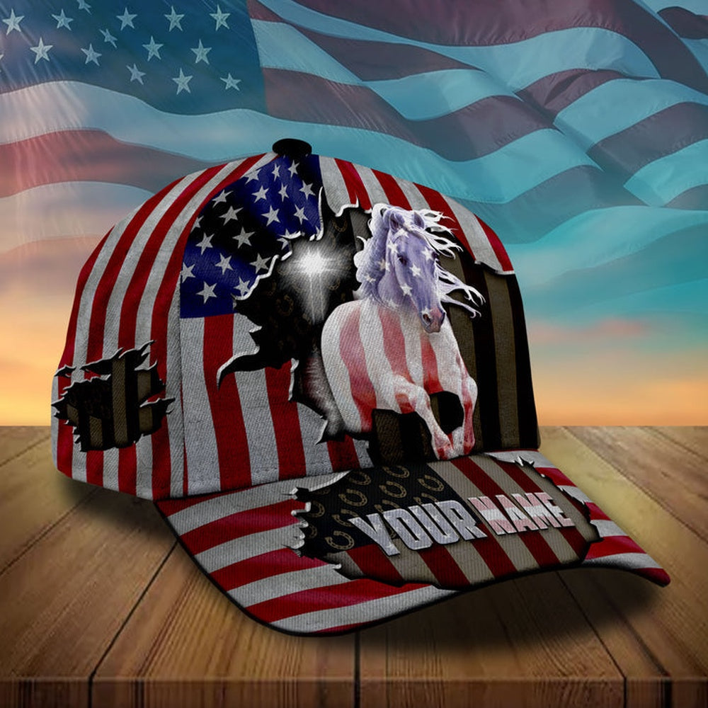 Personalized cracked Us flag horse cross american flag cap, Farmer Cap, Cap For Farmers, Best Farm Hat, Farm Use Hat