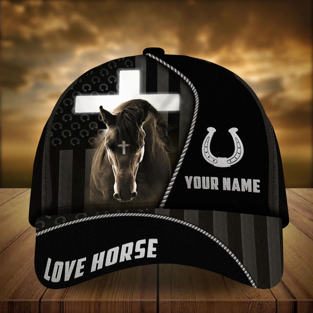 Personalized jesus and black horse pattern cap, Farmer Cap, Cap For Farmers, Best Farm Hat, Farm Use Hat