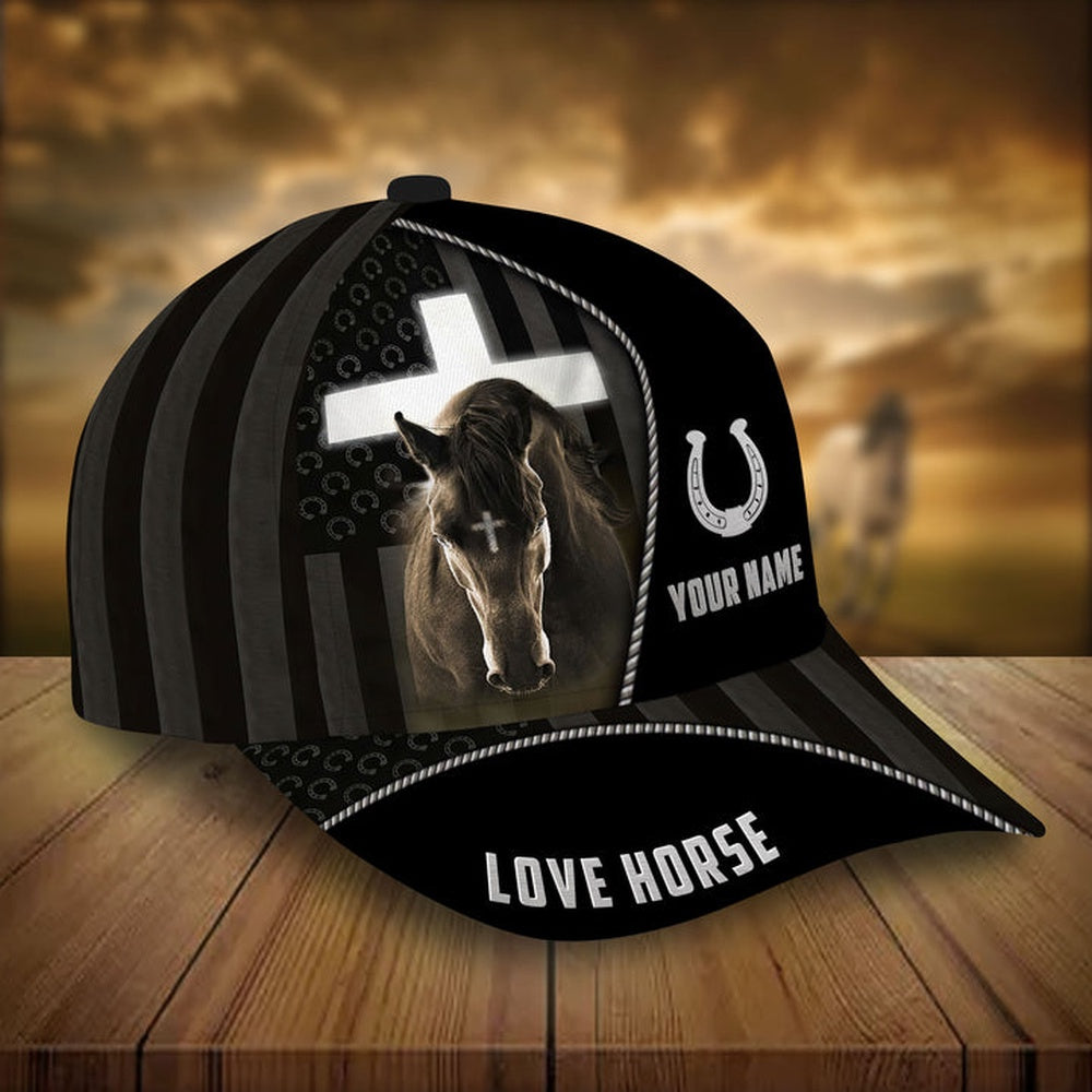 Personalized jesus and black horse pattern cap, Farmer Cap, Cap For Farmers, Best Farm Hat, Farm Use Hat