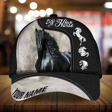 Personalized love black horse art leather pattern cap, Farmer Cap, Cap For Farmers, Best Farm Hat, Farm Use Hat