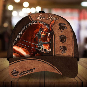 Personalized love horse art leather pattern cap, Farmer Cap, Cap For Farmers, Best Farm Hat, Farm Use Hat