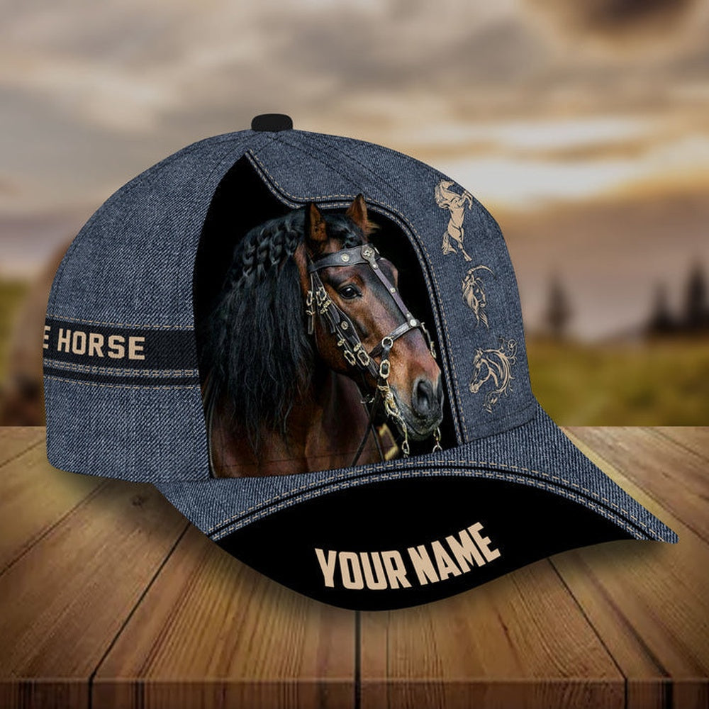 Personalized love horse jeans pattern cap, Farmer Cap, Cap For Farmers, Best Farm Hat, Farm Use Hat