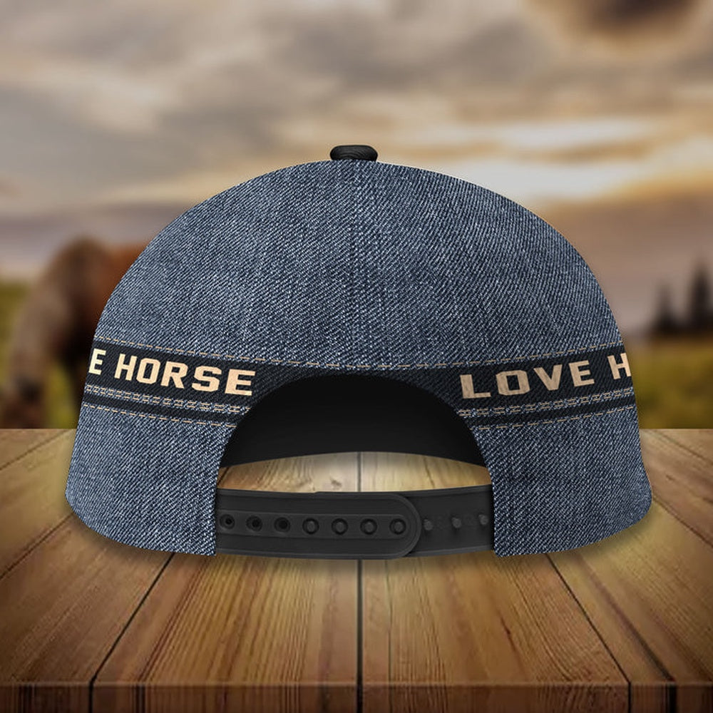 Personalized love horse jeans pattern cap, Farmer Cap, Cap For Farmers, Best Farm Hat, Farm Use Hat